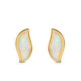 Leaf Stud Earrings Created Opal 925 Sterling Silver(11mm)