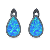 Pear Shape Stud Earrings Created Opal 925 Sterling Silver (16mm)