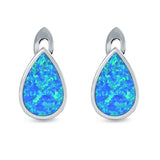 Pear Shape Stud Earrings Created Opal 925 Sterling Silver (16mm)