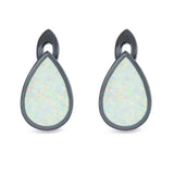 Pear Shape Stud Earrings Created Opal 925 Sterling Silver (16mm)