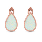 Pear Shape Stud Earrings Created Opal 925 Sterling Silver (16mm)