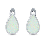 Pear Shape Stud Earrings Created Opal 925 Sterling Silver (16mm)