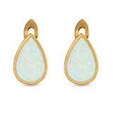 Pear Shape Stud Earrings Created Opal 925 Sterling Silver (16mm)