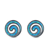 Spiral Stud Earrings Created Opal 925 Sterling Silver (13mm)