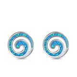 Spiral Stud Earrings Created Opal 925 Sterling Silver (13mm)