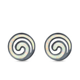 Spiral Stud Earrings Created Opal 925 Sterling Silver (13mm)