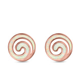 Spiral Stud Earrings Created Opal 925 Sterling Silver (13mm)