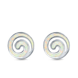 Spiral Stud Earrings Created Opal 925 Sterling Silver (13mm)