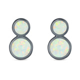 Fashion Ball Design Stud Earrings Created Opal 925 Sterling Silver (14mm)