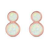 Fashion Ball Design Stud Earrings Created Opal 925 Sterling Silver (14mm)