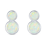 Fashion Ball Design Stud Earrings Created Opal 925 Sterling Silver (14mm)