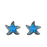 Starfish Stud Earrings Created Opal 925 Sterling Silver (9mm)