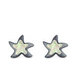 Starfish Stud Earrings Created Opal 925 Sterling Silver (9mm)