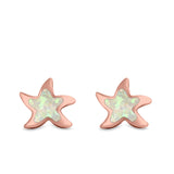 Starfish Stud Earrings Created Opal 925 Sterling Silver (9mm)