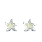 Starfish Stud Earrings Created Opal 925 Sterling Silver (9mm)