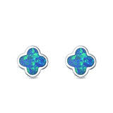Flower Stud Earrings Lab Created Opal 925 Sterling Silver