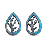 Pear Shape Stud Earrings Created Opal 925 Sterling Silver