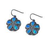 Flower Dangle Earrings Lab Created Opal 925 Sterling Silver