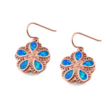 Flower Dangle Earrings Lab Created Opal 925 Sterling Silver