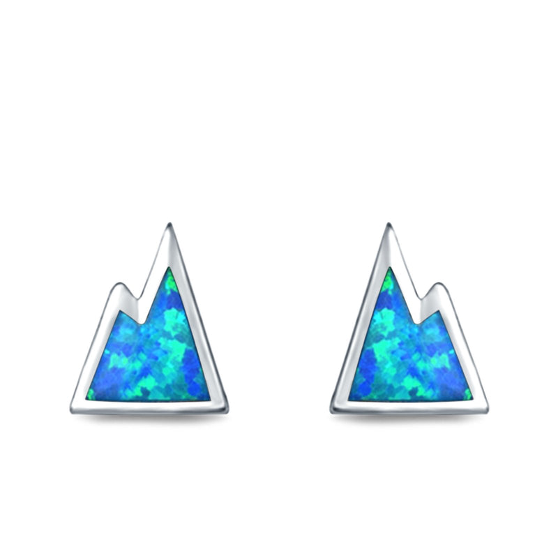 Mountain Stud Earrings Lab Created Opal 925 Sterling Silver