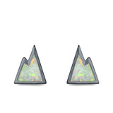 Mountain Stud Earrings Lab Created Opal 925 Sterling Silver