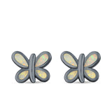 Butterfly Stud Earrings Lab Created Opal 925 Sterling Silver (8mm)