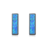 Bar Stud Earrings Created Opal 925 Sterling Silver