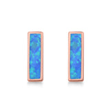 Bar Stud Earrings Created Opal 925 Sterling Silver