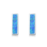 Bar Stud Earrings Created Opal 925 Sterling Silver