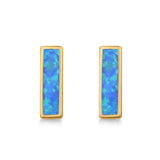 Bar Stud Earrings Created Opal 925 Sterling Silver