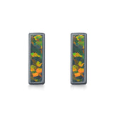 Bar Stud Earrings Created Opal 925 Sterling Silver