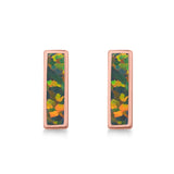 Bar Stud Earrings Created Opal 925 Sterling Silver