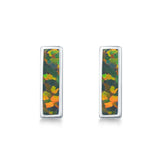 Bar Stud Earrings Created Opal 925 Sterling Silver