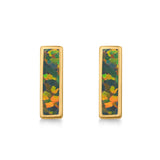 Bar Stud Earrings Created Opal 925 Sterling Silver