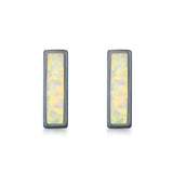 Bar Stud Earrings Created Opal 925 Sterling Silver