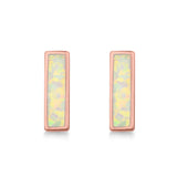 Bar Stud Earrings Created Opal 925 Sterling Silver