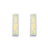 Bar Stud Earrings Created Opal 925 Sterling Silver