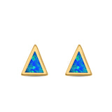 Triangle Stud Earrings Lab Created Opal 925 Sterling Silver (5mm)