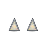 Triangle Stud Earrings Lab Created Opal 925 Sterling Silver (5mm)