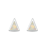 Triangle Stud Earrings Lab Created Opal 925 Sterling Silver (5mm)