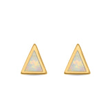 Triangle Stud Earrings Lab Created Opal 925 Sterling Silver (5mm)