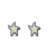 Star Stud Earrings Lab Created Opal 925 Sterling Silver (6mm)