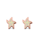 Star Stud Earrings Lab Created Opal 925 Sterling Silver (6mm)
