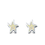 Star Stud Earrings Lab Created Opal 925 Sterling Silver (6mm)