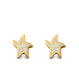Star Stud Earrings Lab Created Opal 925 Sterling Silver (6mm)