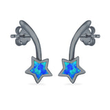 Shooting Star Stud Earrings Created Opal 925 Sterling Silver (13mm)