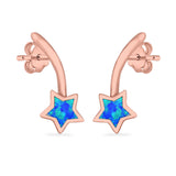 Shooting Star Stud Earrings Created Opal 925 Sterling Silver (13mm)