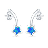 Shooting Star Stud Earrings Created Opal 925 Sterling Silver (13mm)