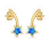 Shooting Star Stud Earrings Created Opal 925 Sterling Silver (13mm)