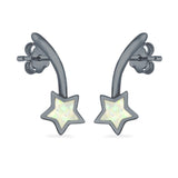 Shooting Star Stud Earrings Created Opal 925 Sterling Silver (13mm)